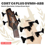 Cort C4 PLUS OVMH-ABB Electric Bass Guitar, Antique Brown Burst - Bass Listrik Electric C-4 Plus OVMHABB Original Asli