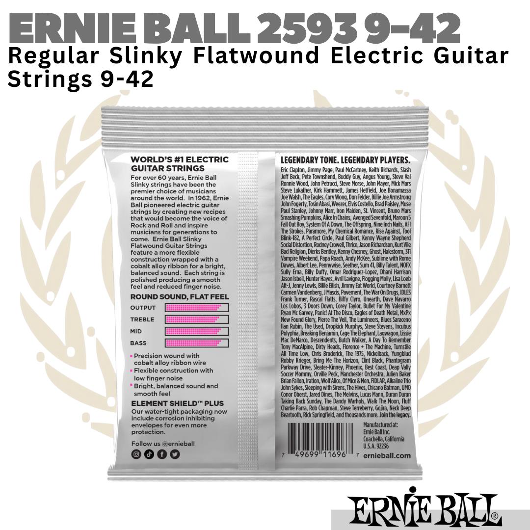 Ernie Ball 2593 Super Slinky Flatwound Electric Guitar Strings 9-42