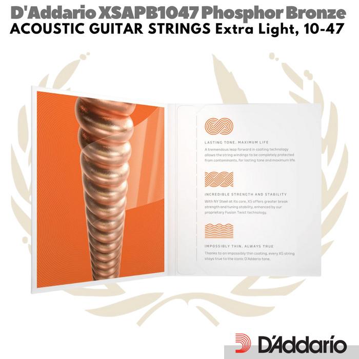 D'Addario XSAPB1047 Phosphor Bronze Extra Light | Senar Akustik 10 47