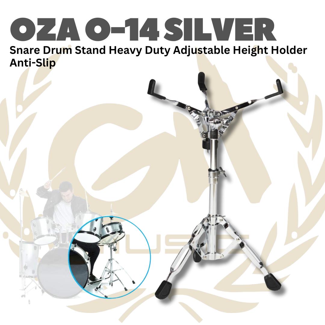 OZA O-14 Snare Drum Stand Heavy Duty Adjustable Height Holder Anti-Slip - O 14 Stand Senar Drum OZA O14 Silver