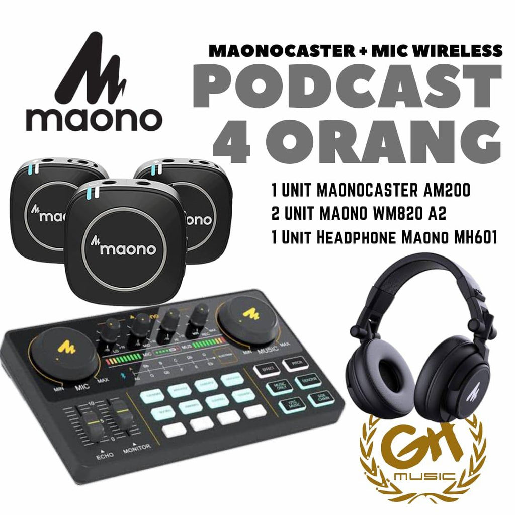 PAKET PODCAST 4 ORANG MAONOCASTER AU AM200 PLUS MIC LAVALIER WIRELESS