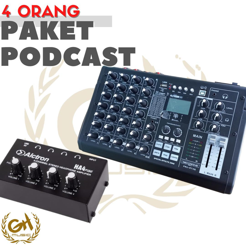 PAKET PODCAST RECORDING 4 ORANG: PRO RTX 6 + Mic BM800 + HPM1000