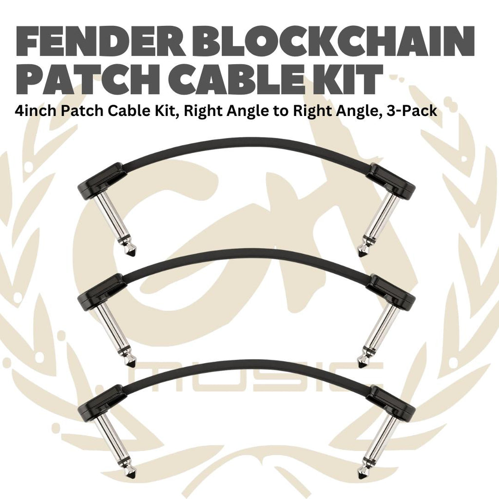 Fender Blockchain 4inch Patch Cable Kit, Right Angle to Right Angle, 3-Pack - Kabel Jumper Efek