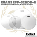 Evans G2 Clear Rock Pack (10", 12", 16") with 14" HD Dry Snare Batter  EPP-G2HDD-R