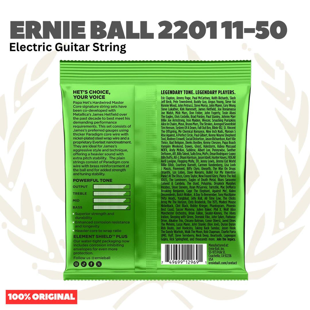 Ernie Ball 2201 Papa Hets Hardwired Master Cores Signature Strings, 11-50 - Senar Gitar Listrik