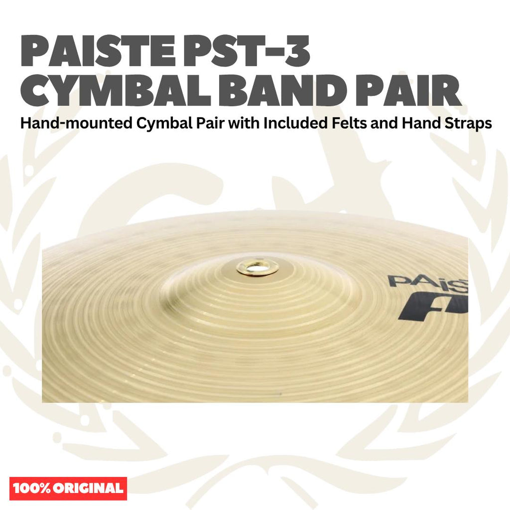 Paiste PST-3 Cymbal Band Pair Hand-mounted Cymbal Pair with Included Felts and Hand Straps - Simbal Drum