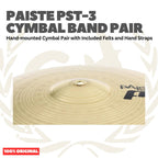 Paiste PST-3 Cymbal Band Pair Hand-mounted Cymbal Pair with Included Felts and Hand Straps - Simbal Drum