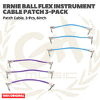Ernie Ball Flex Instrument Patch Cable, 3, 6 & 12 Inch, 3-Pack - Kabel Patch TS isi 3