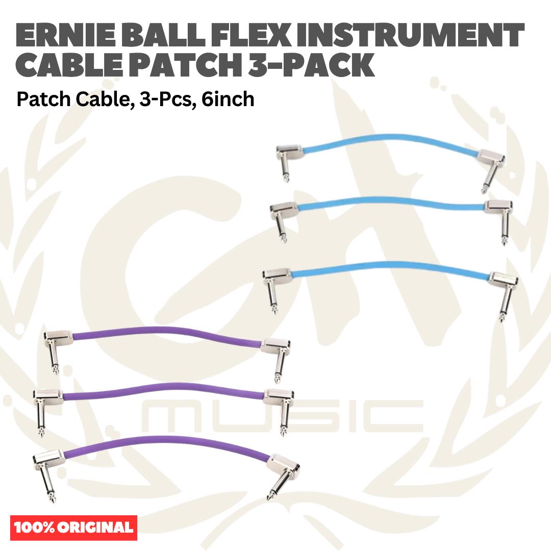 Ernie Ball Flex Instrument Patch Cable, 3, 6 & 12 Inch, 3-Pack - Kabel Patch TS isi 3