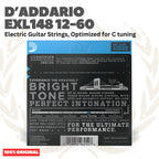 D'Addario EXL148 12-60 Nickel Wound, Optimized for C Tuning, Electric Guitar Strings - Senar Gitar Listrik Elektrik EXL 148