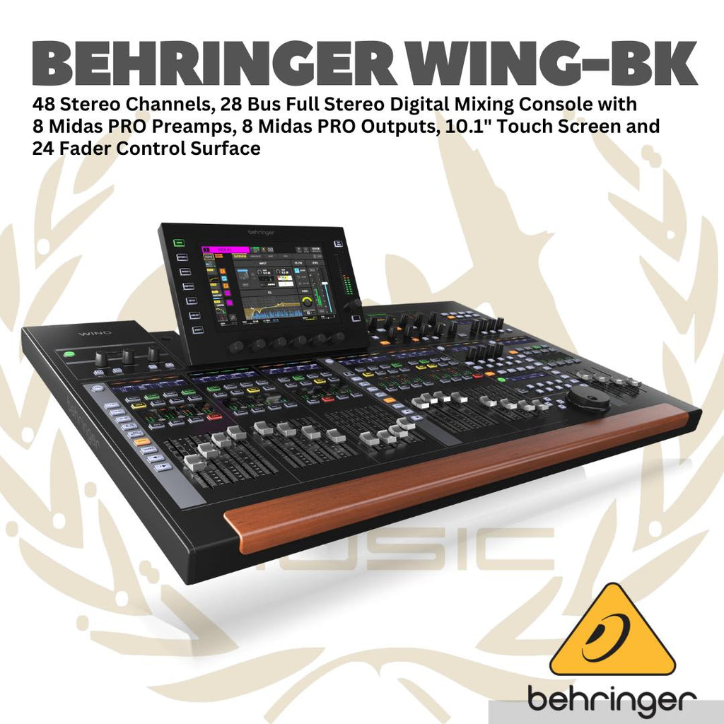 Behringer Wing-BK 48 Channel Full Stereo Digital Audio Mixer - 28 Bus Full Stereo Digital Mixing Console 24 Fader Control Surface Touch Screen