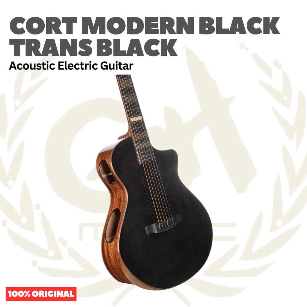 Cort Modern Black Trans Black Acoustic Electric Guitar w/Case - Gitar Akustik Elektrik