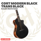 Cort Modern Black Trans Black Acoustic Electric Guitar w/Case - Gitar Akustik Elektrik