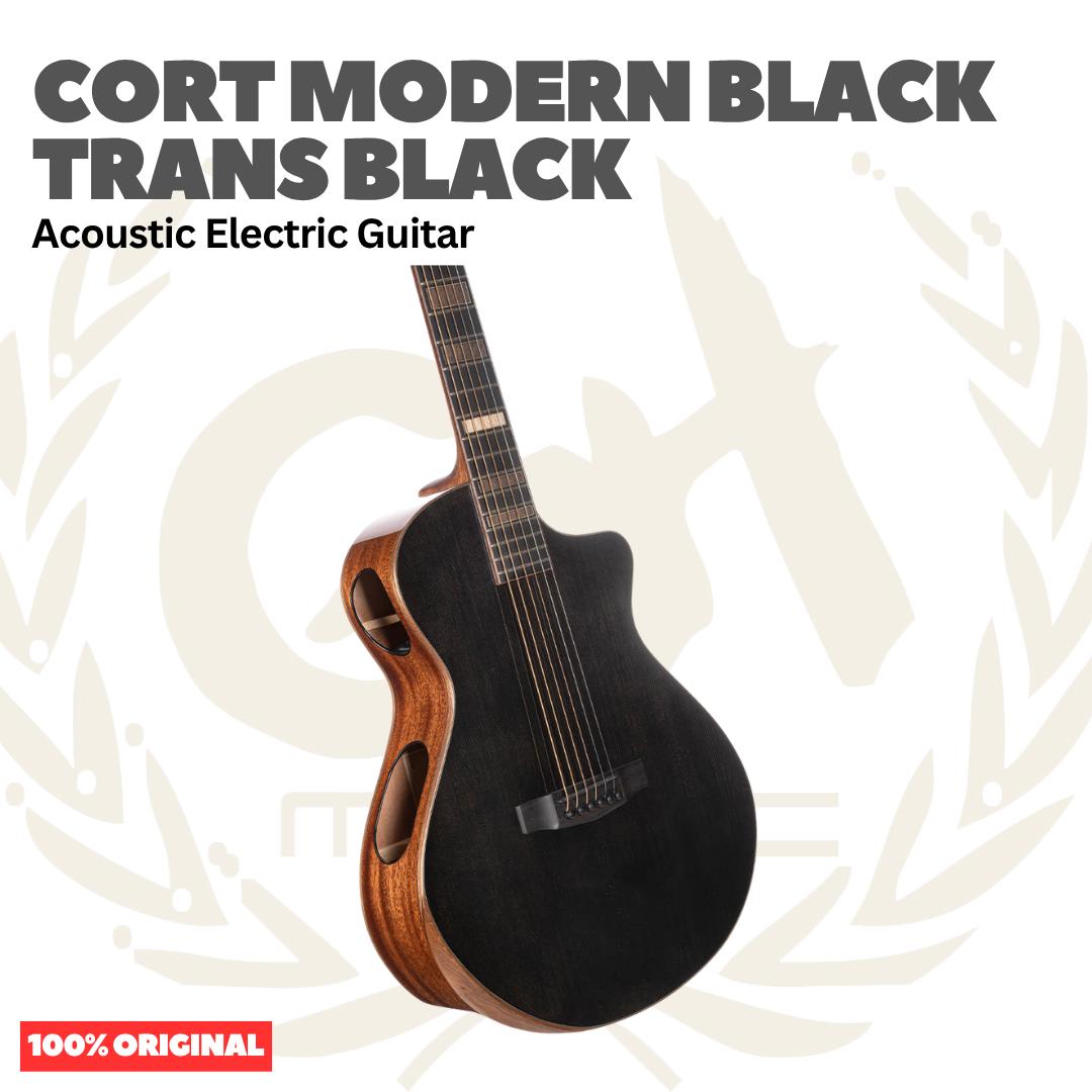 Cort Modern Black Trans Black Acoustic Electric Guitar w/Case - Gitar Akustik Elektrik