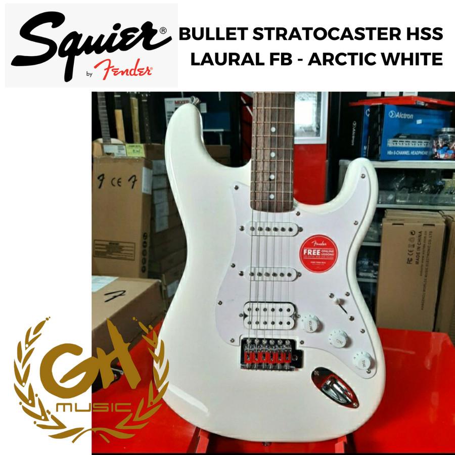 SQUIER BULLET STRATOCASTER HSS ELEKTRIC GUITAR LAURAL FB ARCTIC WHITE