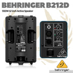 Behringer Eurolive B212D 550W 12 inch Active Speaker - Spiker Aktif