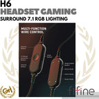 FIFINE H6 USB HEADSET 7.1 SURROUND SOUND, RGB LIGHT HEADPHONE GAMING