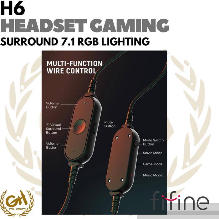 FIFINE H6 USB HEADSET 7.1 SURROUND SOUND, RGB LIGHT HEADPHONE GAMING