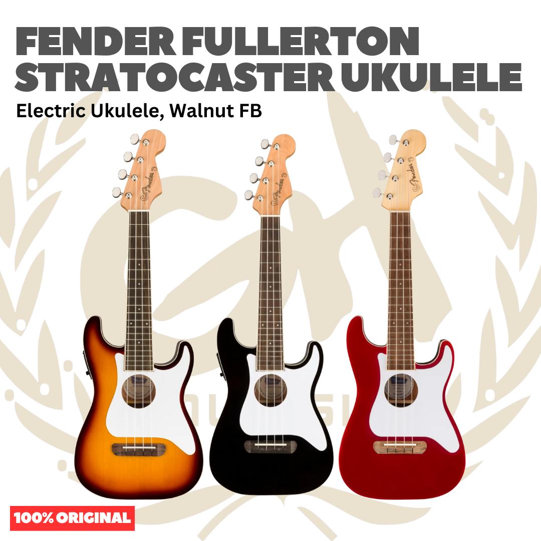 Fender Fullerton Stratocaster Ukulele - Ukulele Elektrik Body Stratocaster Mini 4-Senar With Preamp Original Asli