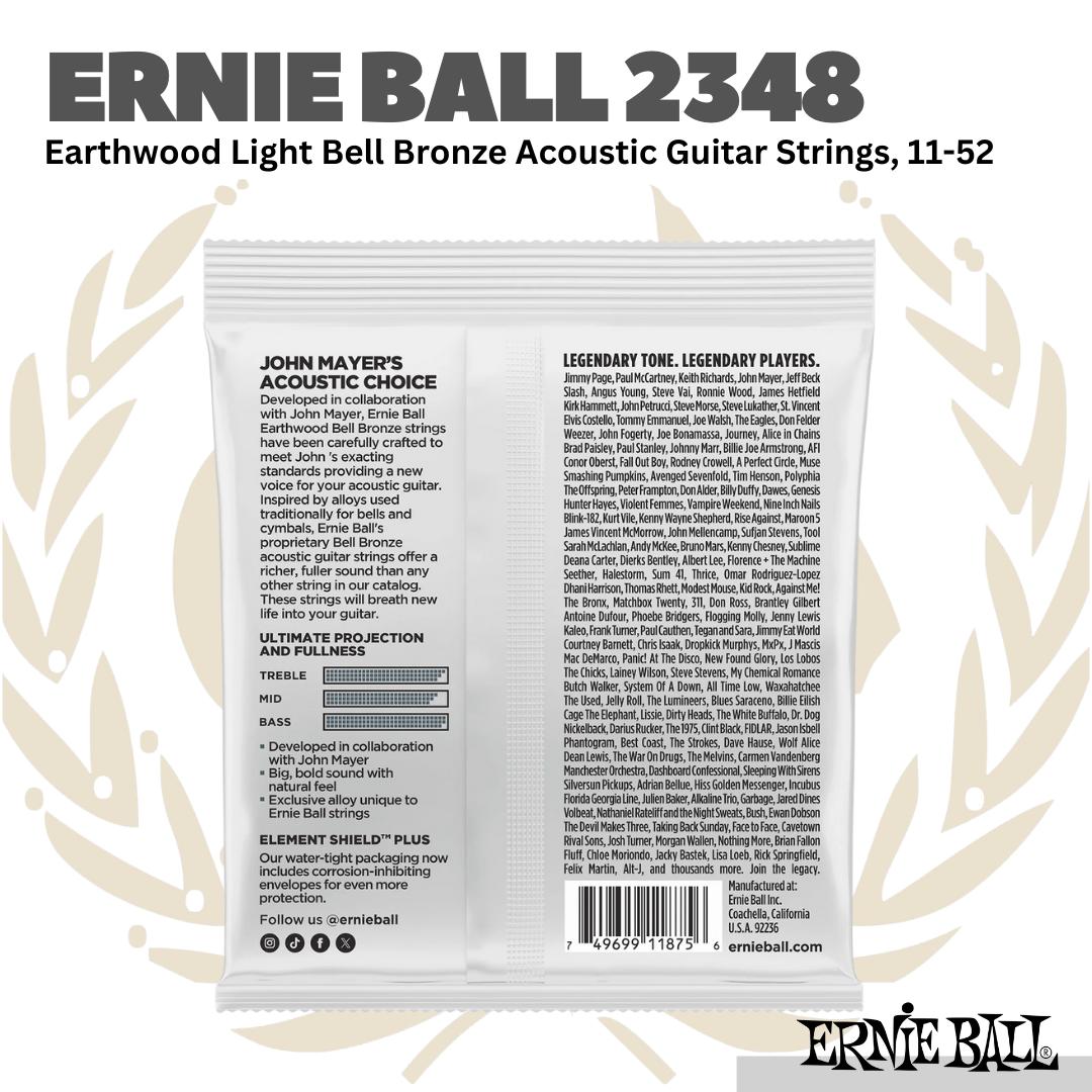 Ernie Ball 2348 Earthwood Light Bell Bronze Acoustic Guitar Strings, 11-52 - Senar Gitar Akustik