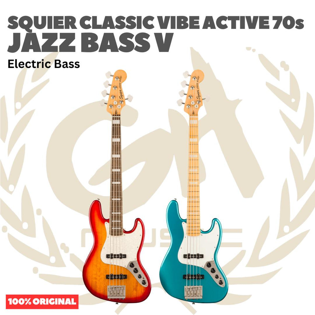 SQUIER Classic Vibe Active 70s Jazz Bass V Electric Bass Guitar - Gitar Bass Listrik Elektrik Aktif 5-string Original Asli