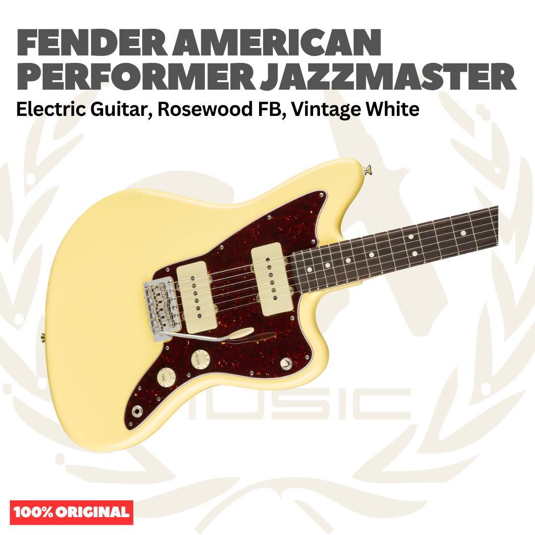 Fender American Performer Jazzmaster Electric Guitar, Rosewood FB, Vintage White - Gitar Listrik Elektrik