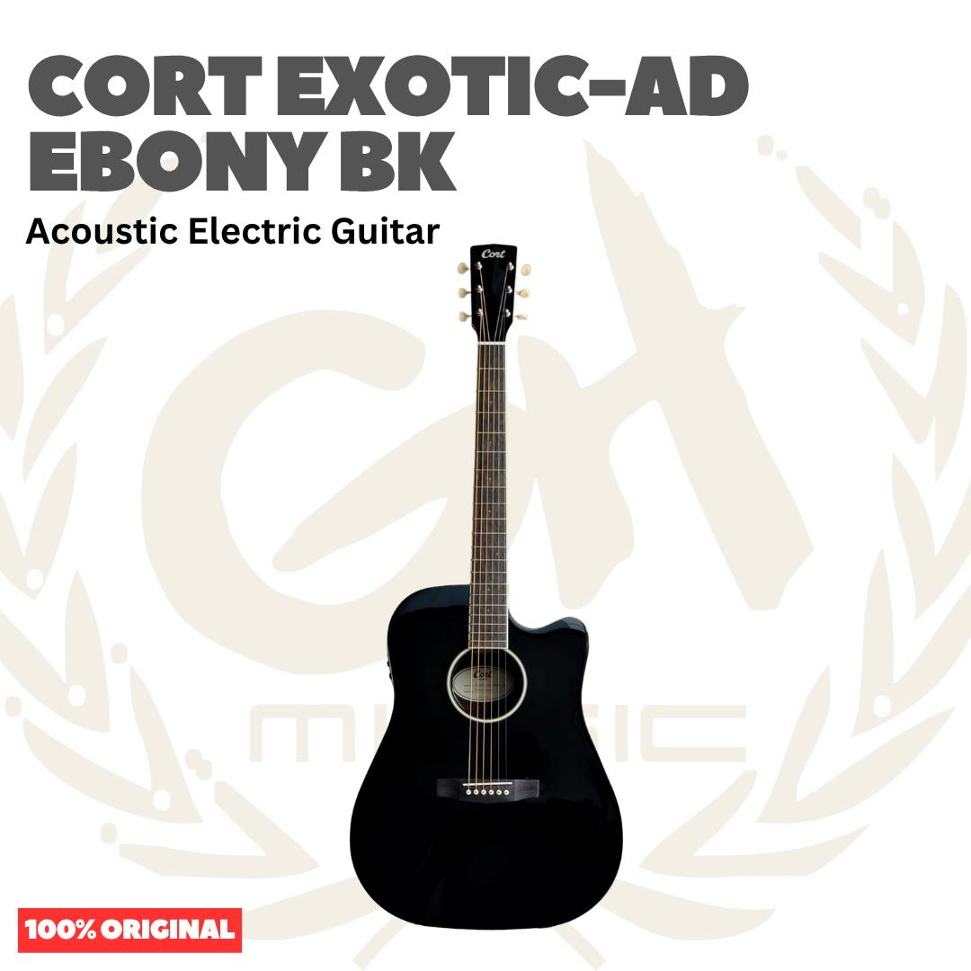 Cort Exotic-AD Ebony BK Acoustic Electric Guitar - Gitar Akustik dengan Preamp