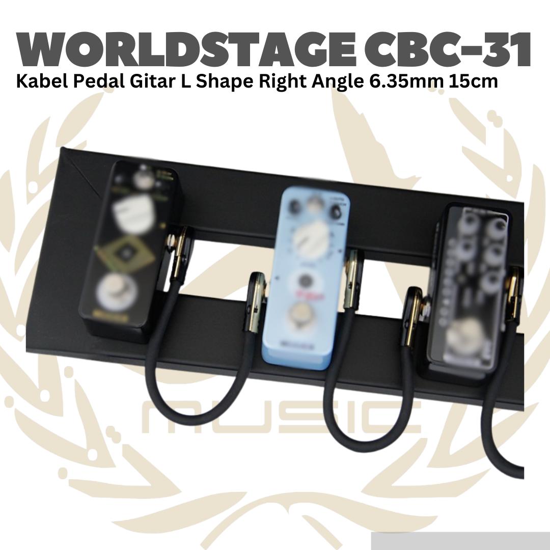 WORLDSTAGE Kabel Pedal Gitar L Shape Right Angle 6.35mm 15cm CBC-31 - CBC31 Patch Cable CBC 31