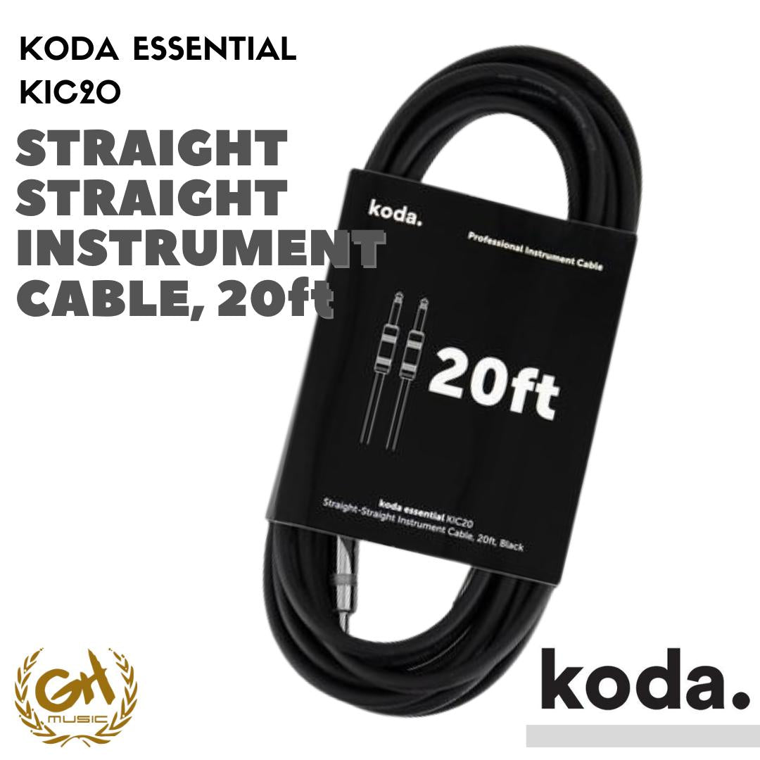 KODA ESSENTIAL KIC20 Straight-Straight Instrument Cable, 20ft, Black