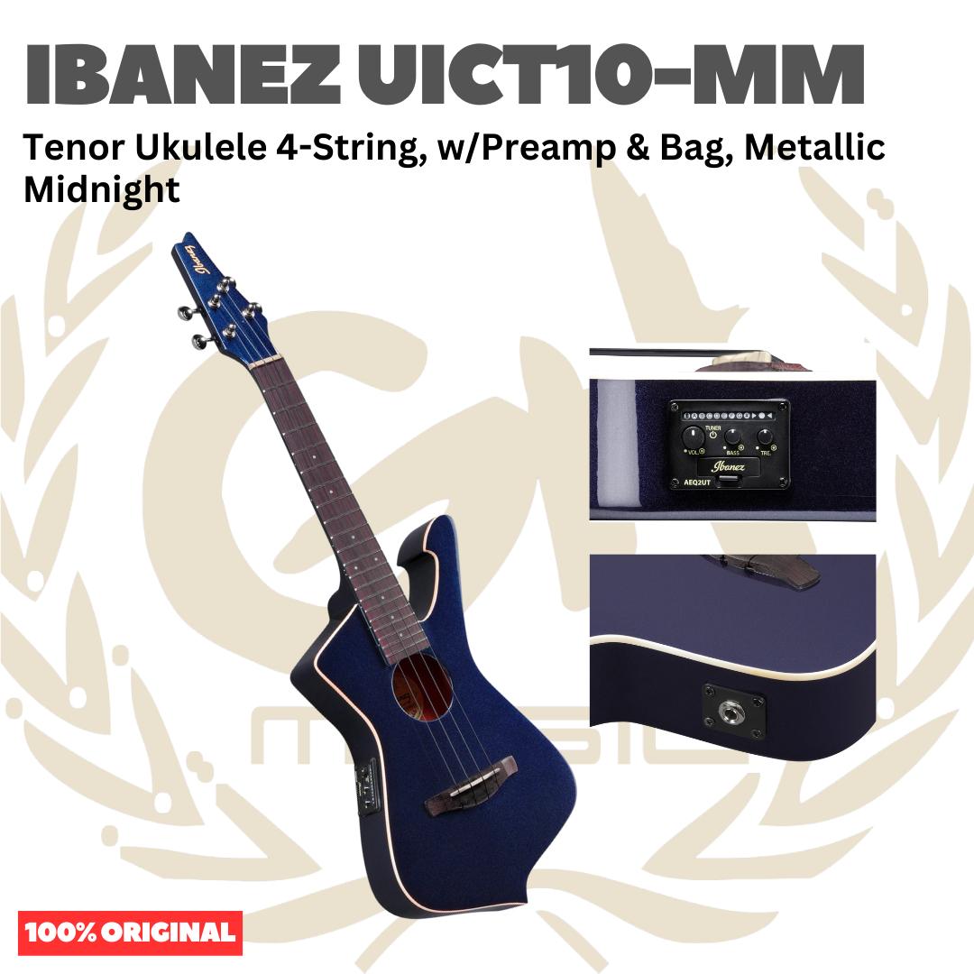 Ibanez UICT10 Tenor Ukulele 4-String w/Preamp & Bag - Ukulele Tenor 4-senar Original Asli