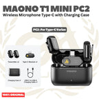 Maono Wave T1 MINI WM622 Wireless Microphone Type-C & Lightning with Charging Case - Mic Wireless untuk Content Creator & Live Streaming