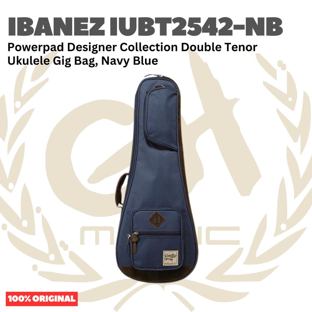 Ibanez IUBT2542-NB Powerpad Designer Collection Double Tenor Ukulele Gig Bag, Navy Blue - Tas Ukulele Tenor Isi 2 Original Asli