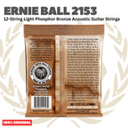 Ernie Ball 2153 Earthwood 12-String Light Phosphor Bronze Acoustic Guitar Strings - Senar Akustik