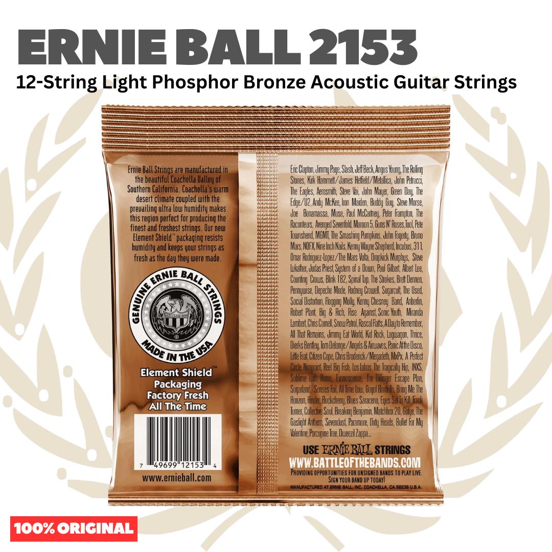 Ernie Ball 2153 Earthwood 12-String Light Phosphor Bronze Acoustic Guitar Strings - Senar Akustik