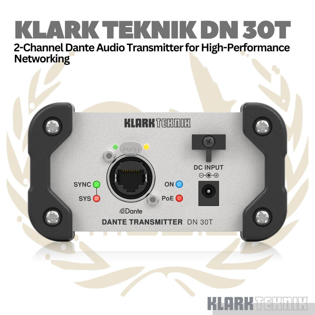 Klark Teknik DN 30T 2-Channel Dante Audio Transmitter For High-Performance Networking