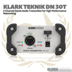 Klark Teknik DN 30T 2-Channel Dante Audio Transmitter For High-Performance Networking