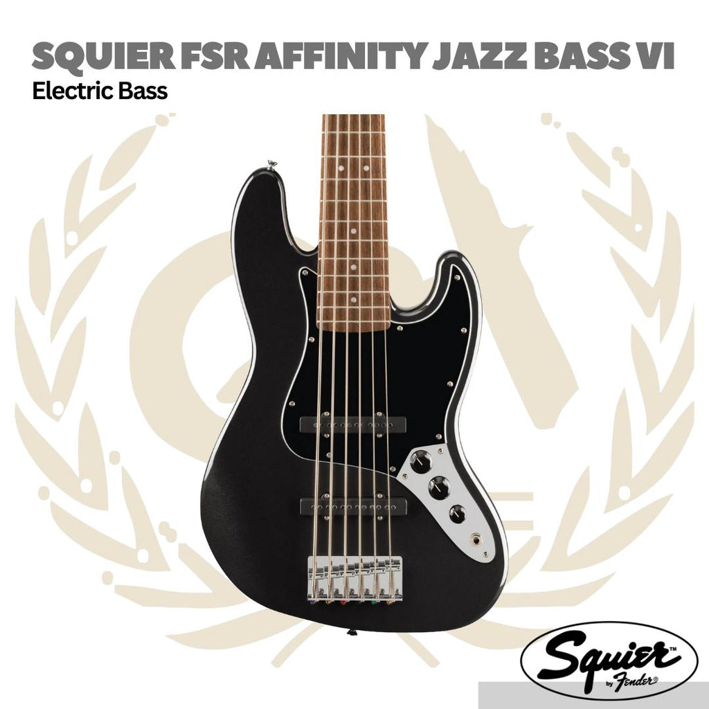 Squier Affinity Series Jazz Bass VI 6 Strings Bass Guitar, Indian Laurel FB | Gitar Bass Elektrik 6 Senar
