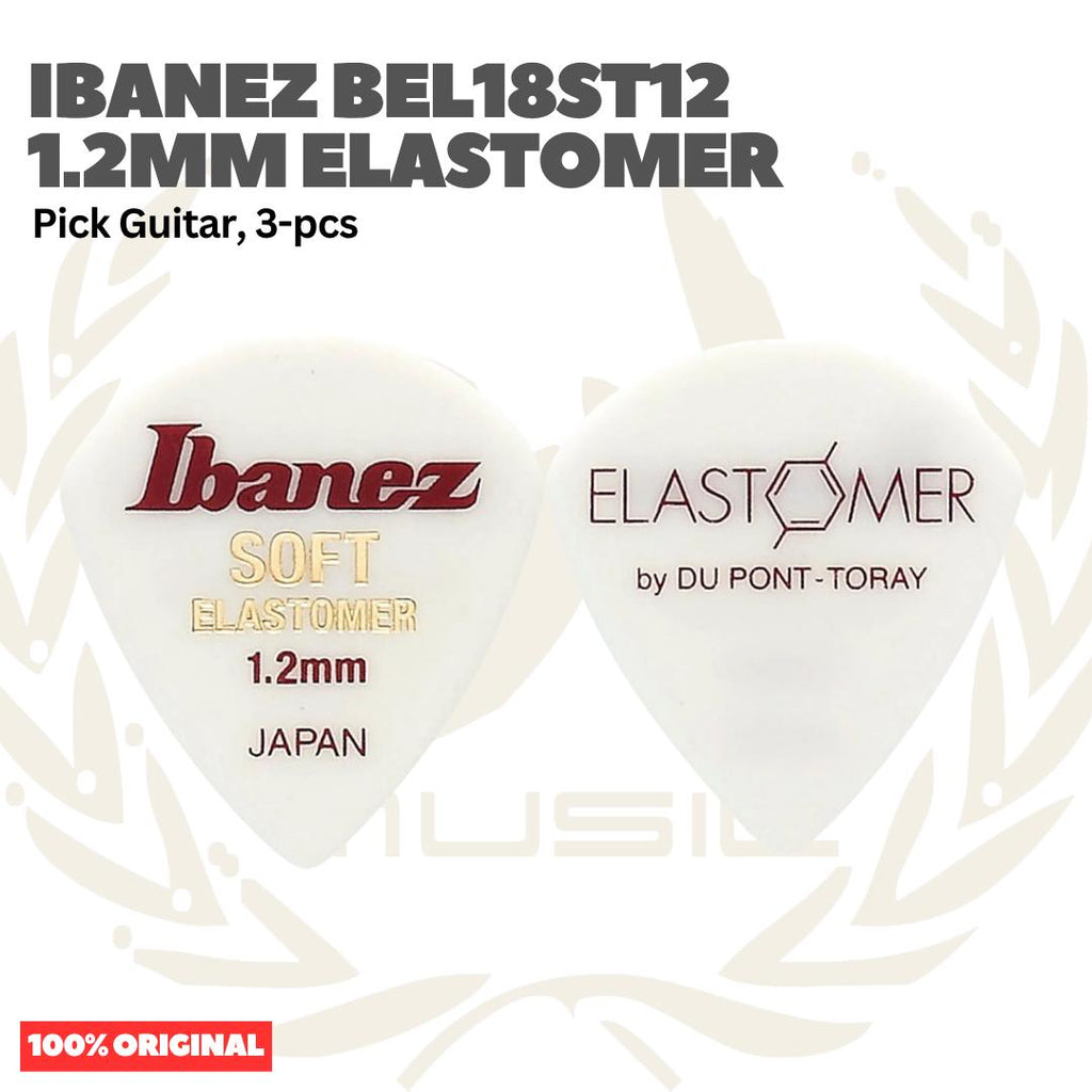 Ibanez BEL18ST12 1.2mm Elastomer Pick, Soft, 3pcs Guitar Pick - Pik Gitar isi 3