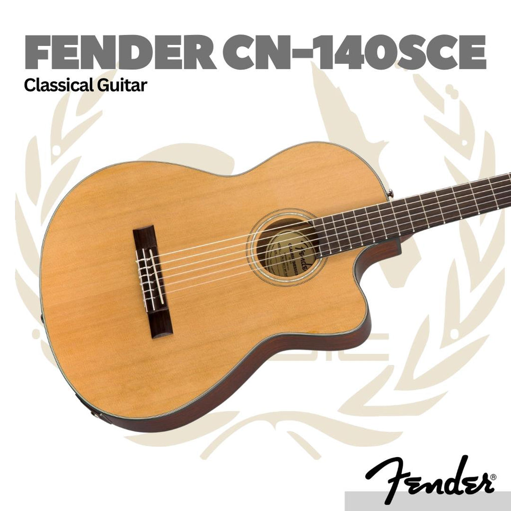 Fender CN-140SCE Nylon Classical Guitar w/Case - Gitar Klasik Nilon