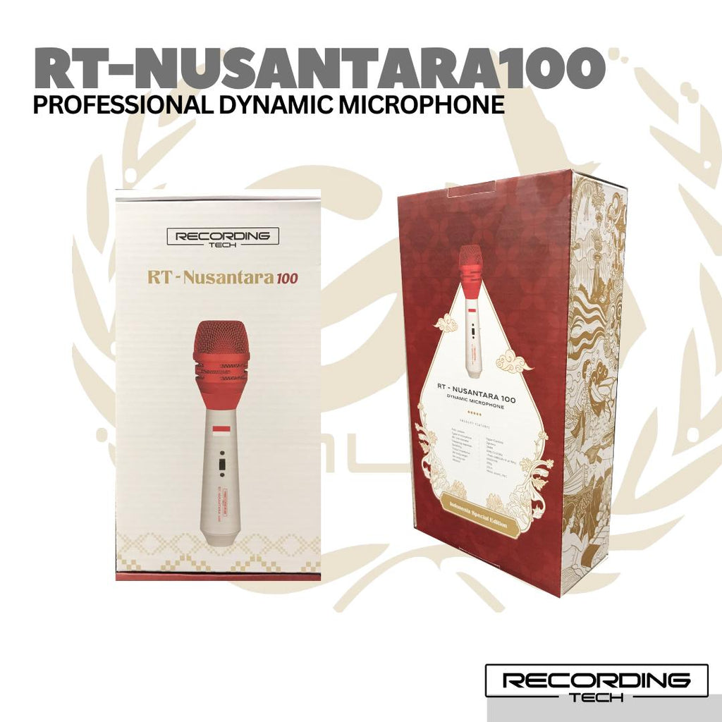 Recording Tech NUSANTARA-100 Professional Dynamic Vocal Microphone | RT-Nusantara100 Mic Merah Putih Vokal Dinamic