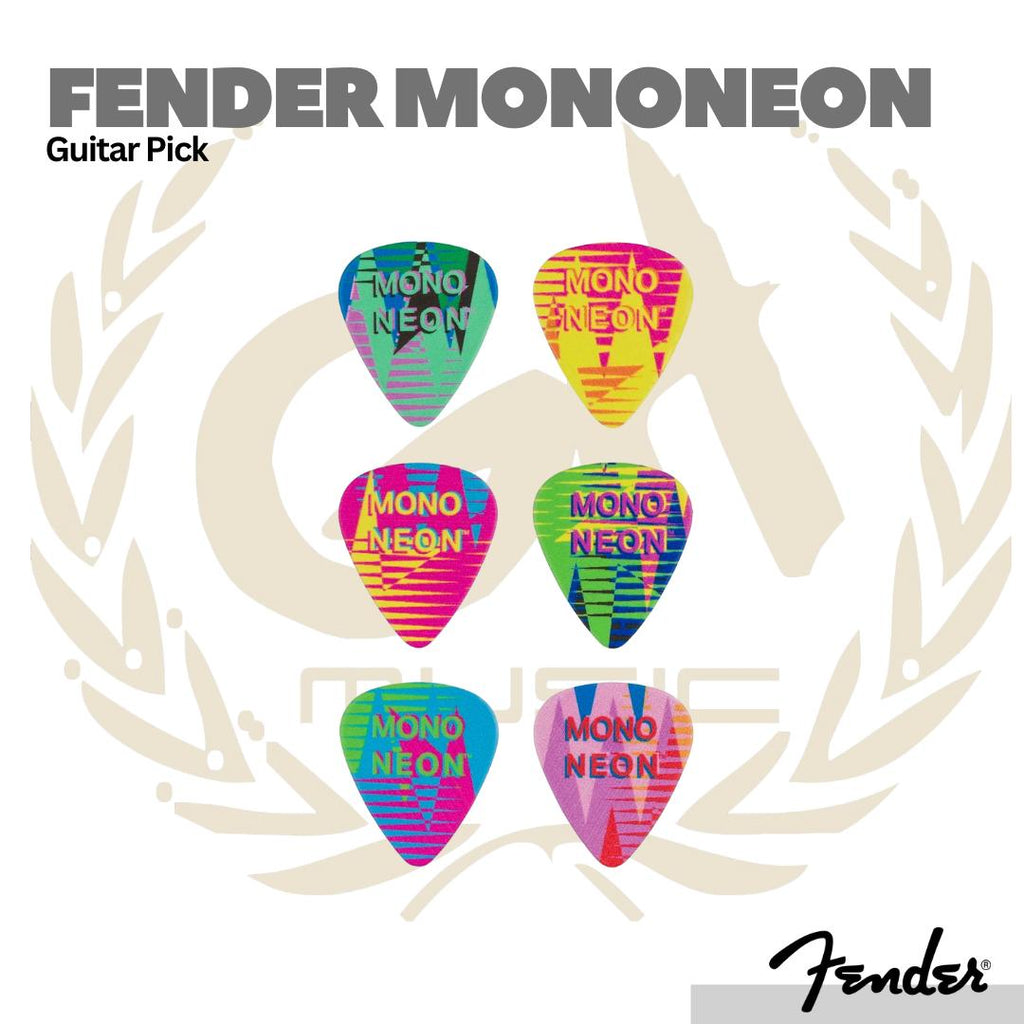 Fender MonoNeon Guitar Pick Tin, Medium, 6-Pack - Pick Gitar Bass