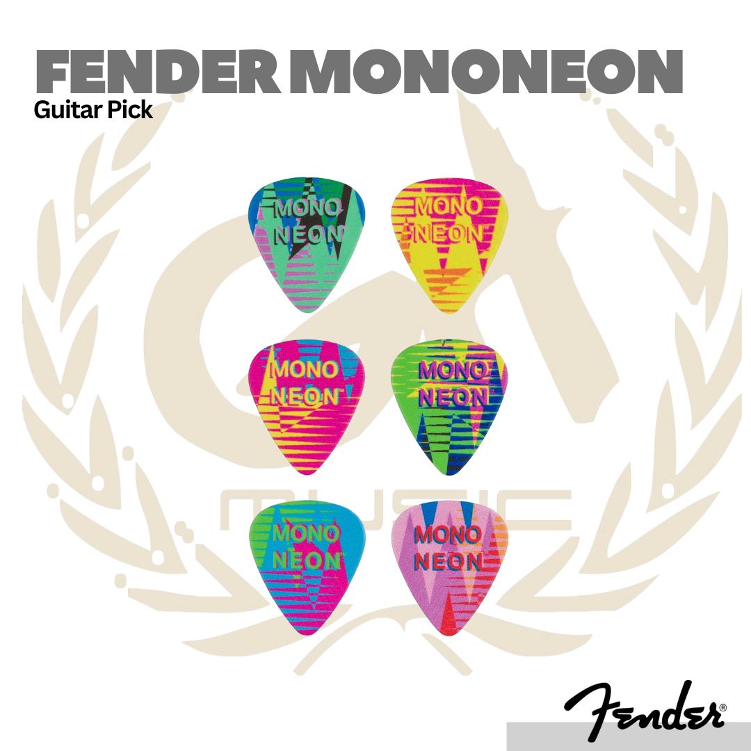 Fender MonoNeon Guitar Pick Tin, Medium, 6-Pack - Pick Gitar Bass