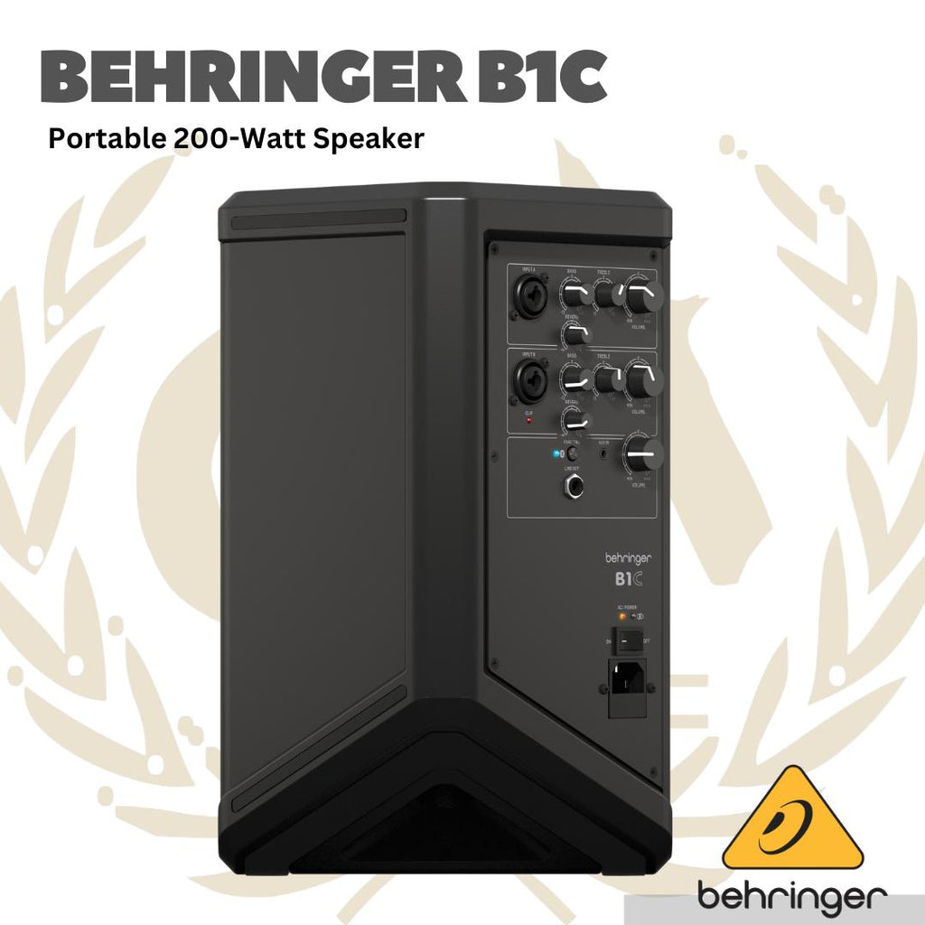 Behringer B1C All-in-One Portable 200-Watt Speaker with Battery Operation, Bluetooth Audio Streaming and Reverb