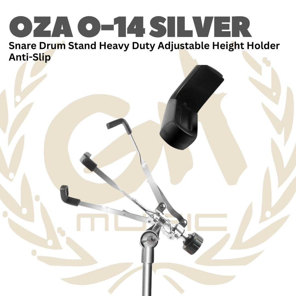OZA O-14 Snare Drum Stand Heavy Duty Adjustable Height Holder Anti-Slip - O 14 Stand Senar Drum OZA O14 Silver