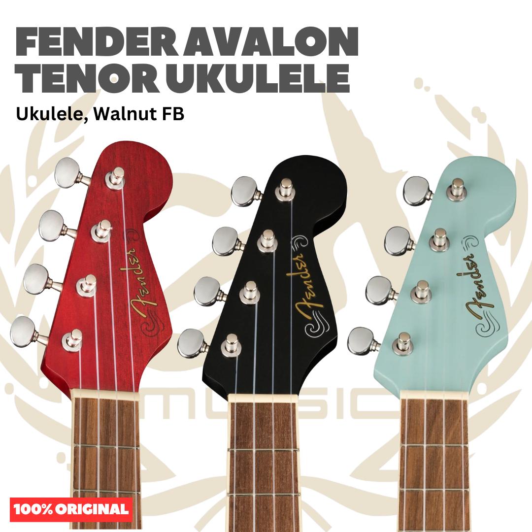 Fender Avalon Tenor Ukulele, Walnut FB - Ukulele 4-senar Original Asli