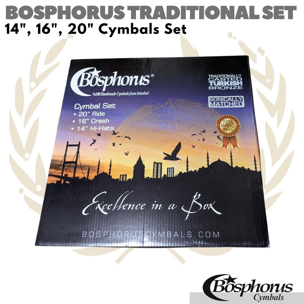 BOSPHORUS TRADITIONAL SET 14", 16", 20" Cymbals Hi hat Crash Ride
