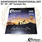 BOSPHORUS TRADITIONAL SET 14", 16", 20" Cymbals Hi hat Crash Ride