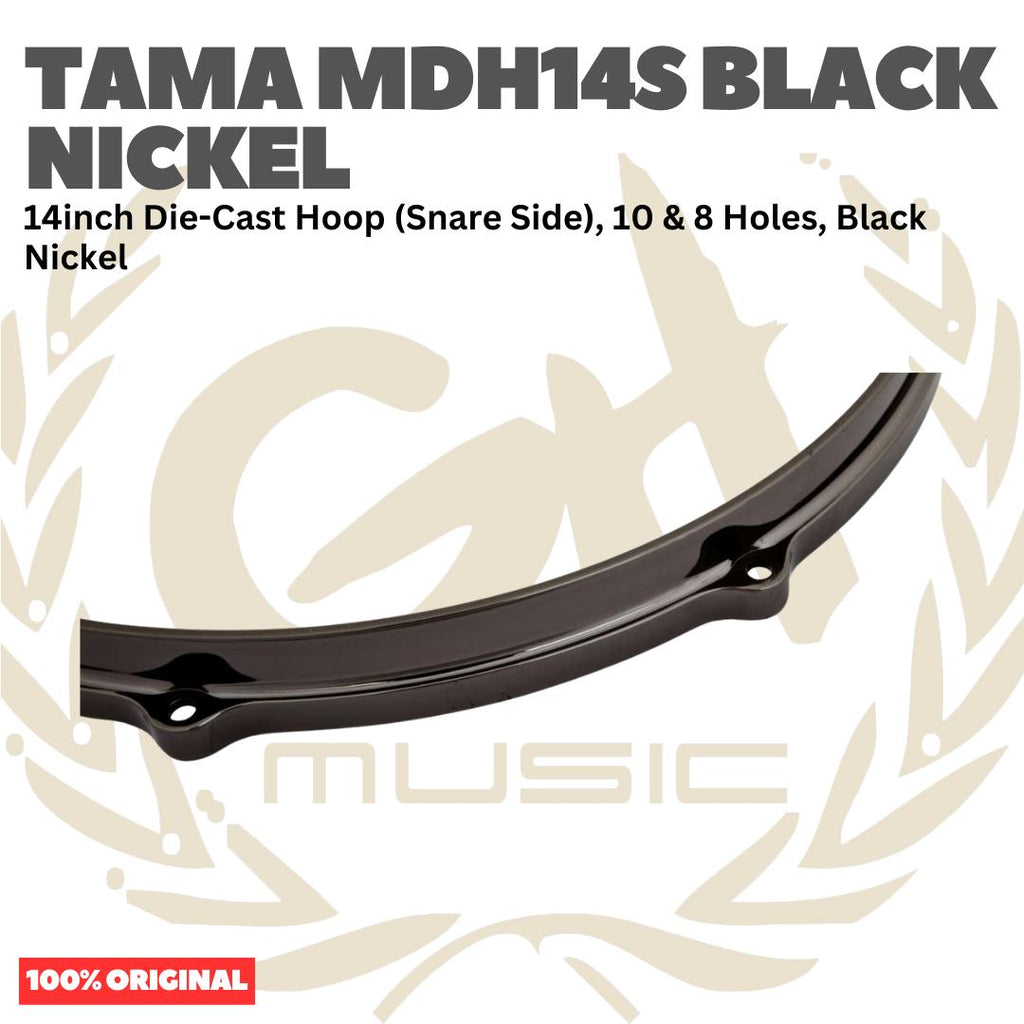 TAMA MDH14S 14inch Die-Cast Hoop (Snare Side), 8 & 10 Holes, Black Nickel - Ring Snare Drum Original Asli