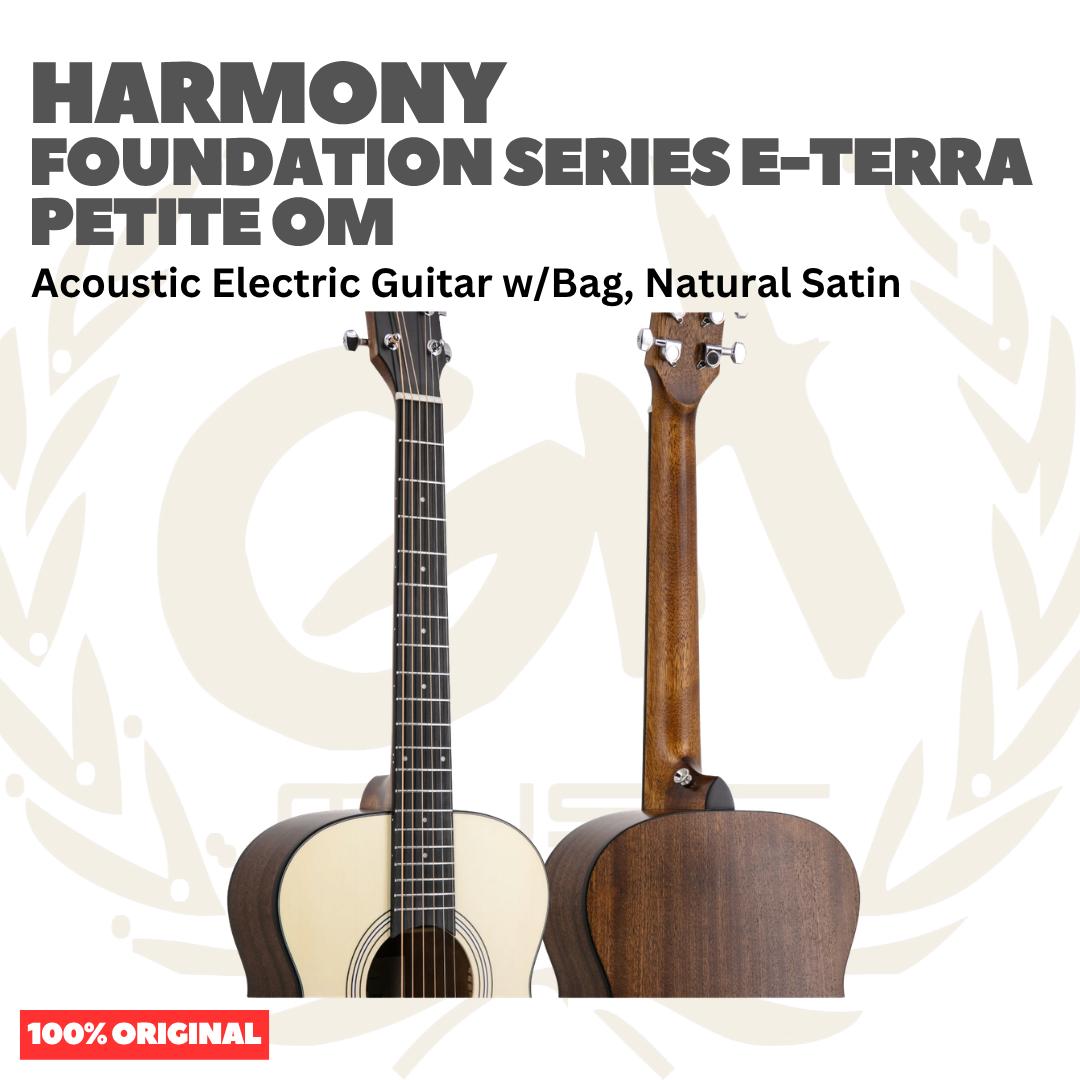 Harmony Foundation Series e-Terra Petite OM Acoustic Guitar w/Bag - Gitar Akustik Elektrik dengan Preamp
