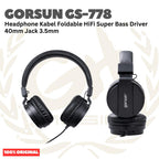 Gorsun GS-778 Headphone Kabel Foldable HiFi Super Bass Driver 40mm Jack 3.5mm GS788
